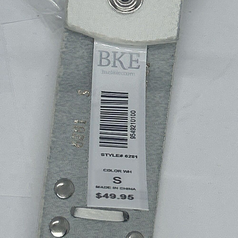 BKE White Leather Rhinestone Western Studded Glitz Belt Womens Size Small S 6Z81 - Picture 5 of 6